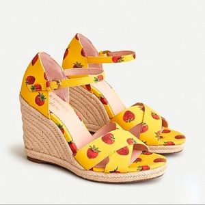 NWT Edie Parker x J. Crew strawberry wedge sandals